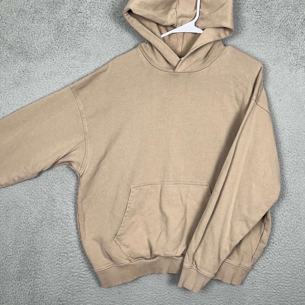 Gymshark Hoodie Mens Medium Sand Beige Oversized Pullover Long Sleeve Pocket EUC